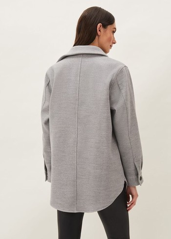 Phase Eight Jessica Button Through Shacket Jackets Grey Australia | JE1583706